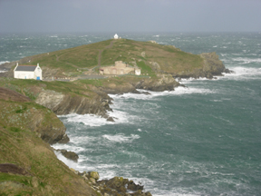 Towan Head from the balcony of Little Fistral View on a rough winter's day.